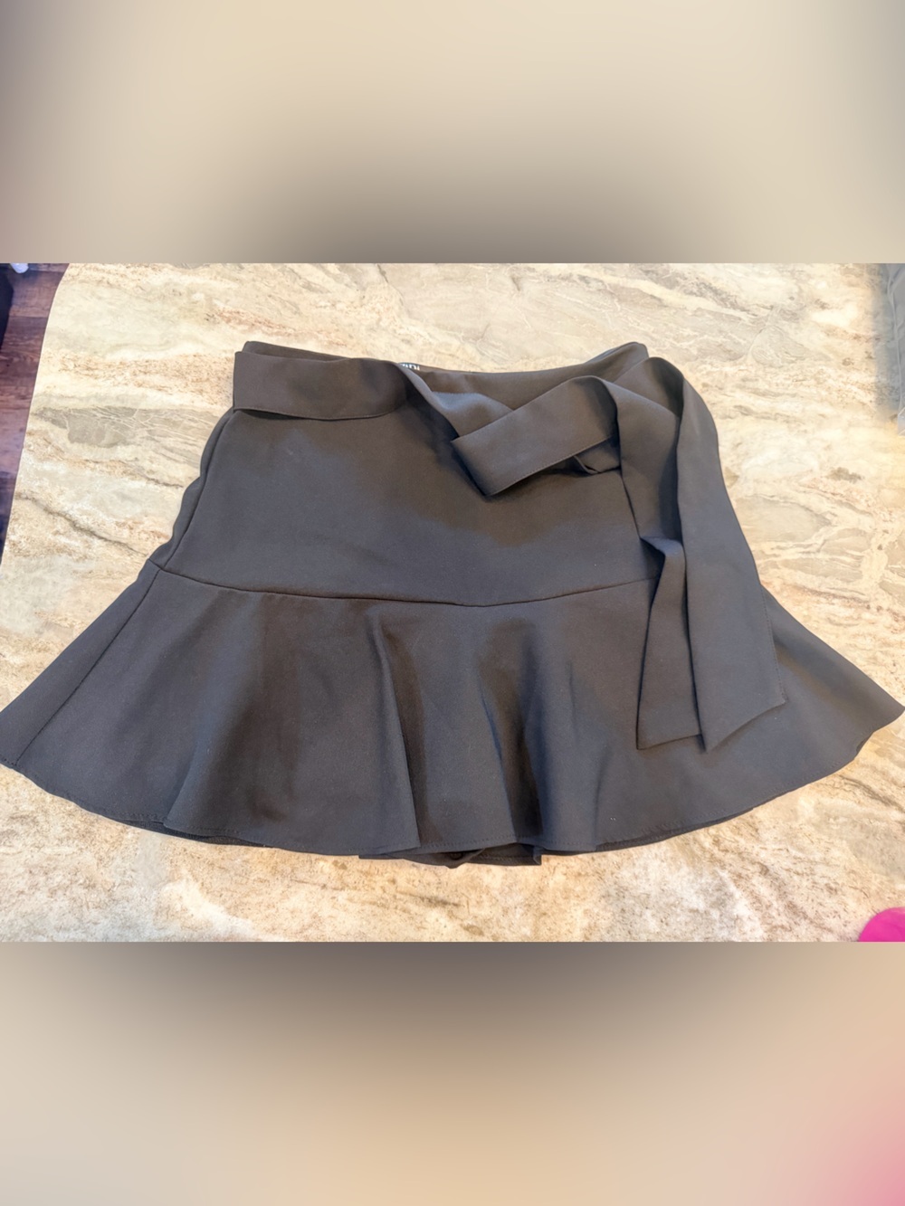 Zara Black High Waist Belted Mini Skort Women’s Small Tie Waist